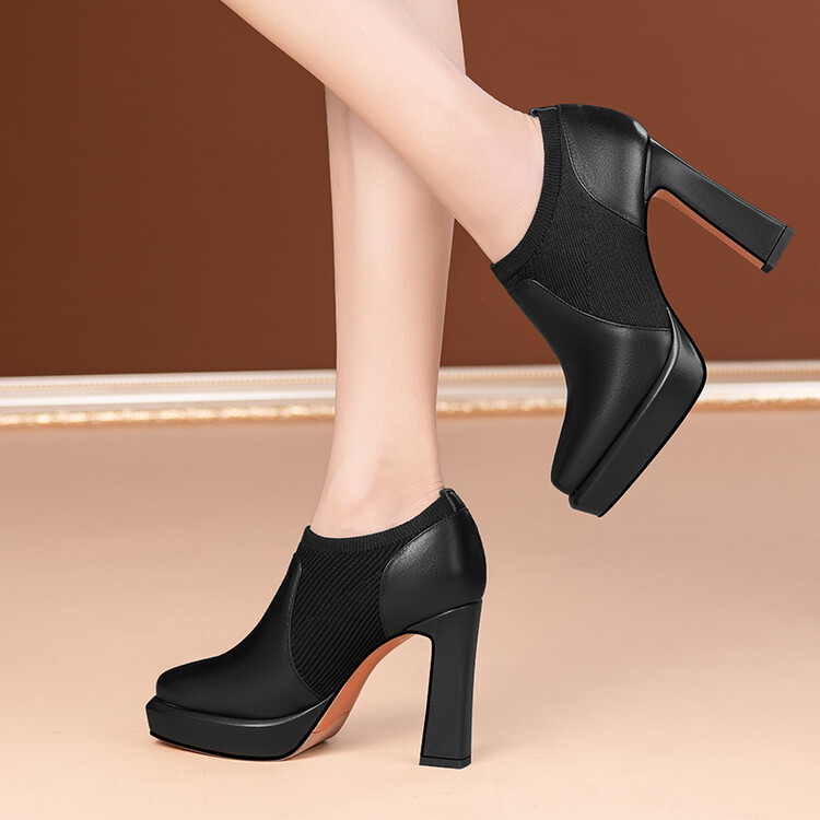 Women's Deep Mouth High Heels in Genuine Leather