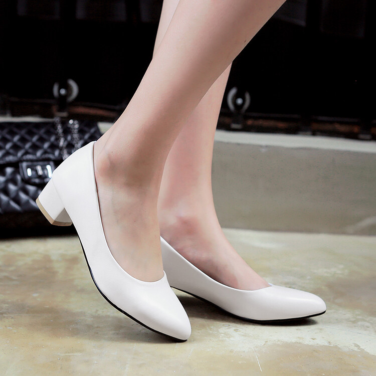 Women's Fashion Flat Shoes with Chunky Mid Heel and Pointed Toe - Image 3