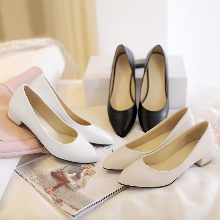 Women's Fashion Flat Shoes with Chunky Mid Heel and Pointed Toe - Image 4